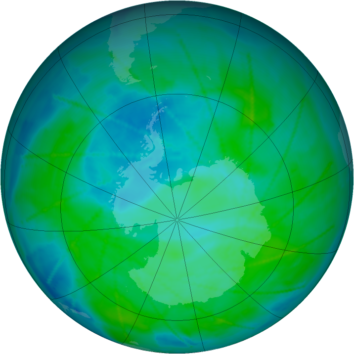 Antarctic ozone map for 27 December 2010